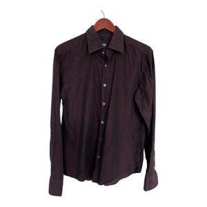 Hugo Boss Dark Burgundy Tonal Paisley Button-Down Shirt Size L